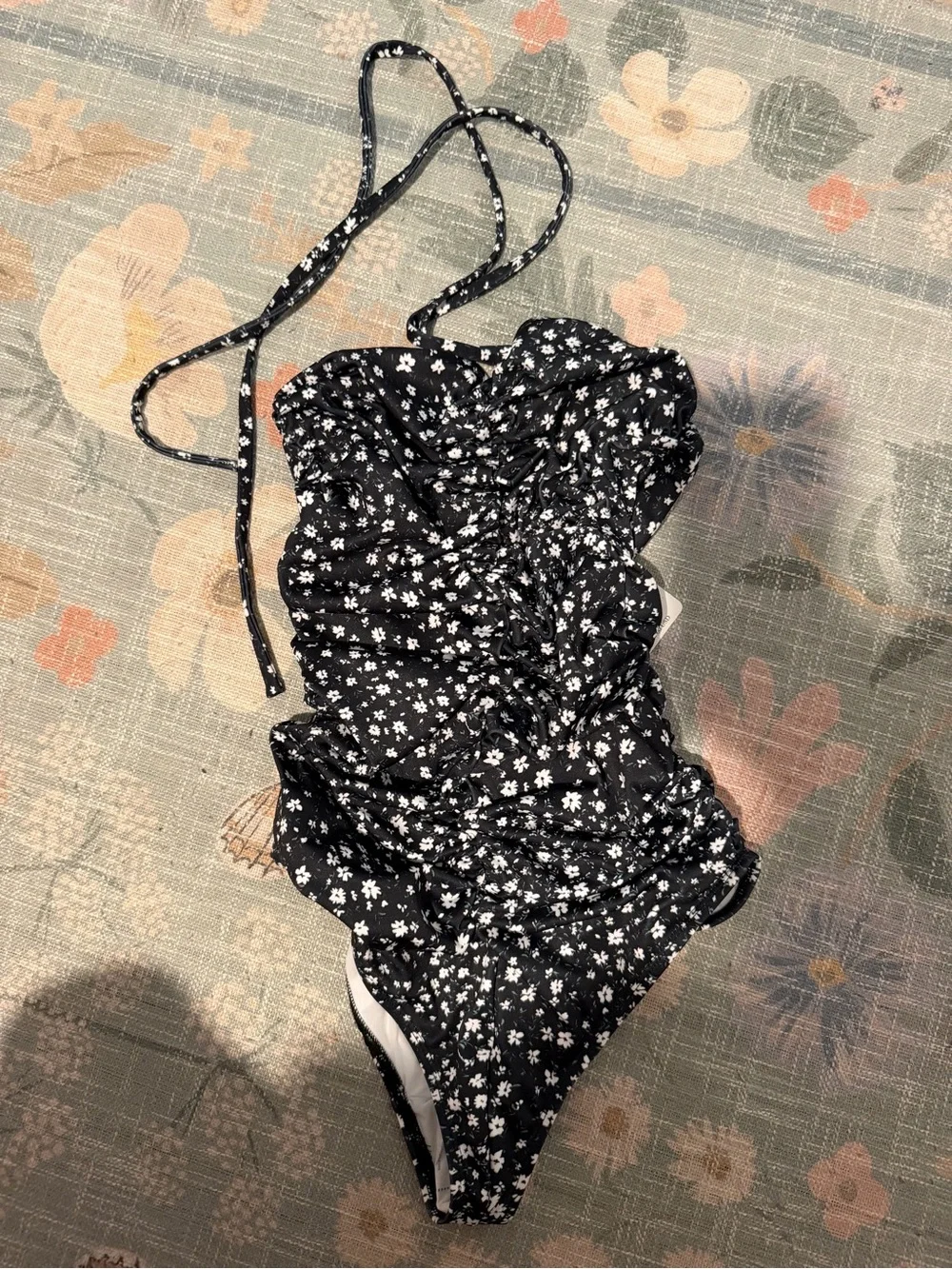 Free People Black Floral One-Piece Swimsuit